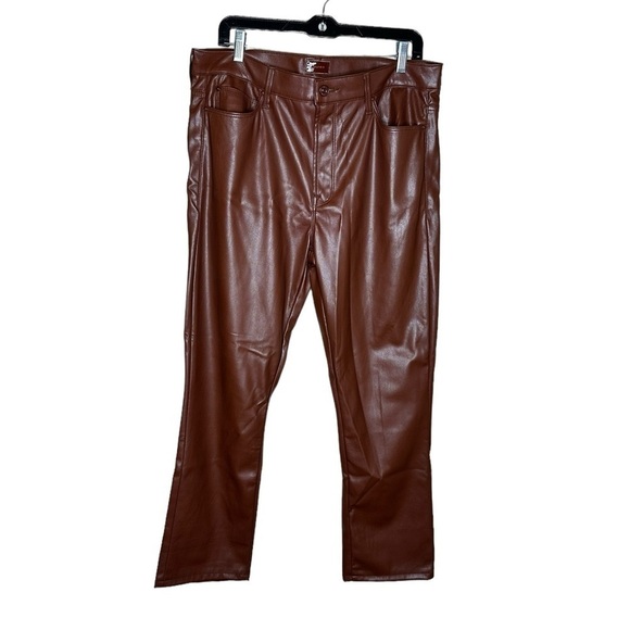 MOTHER Mid Rise Ankle Dazzler Brown Faux Leather Pants - Picture 2 of 10